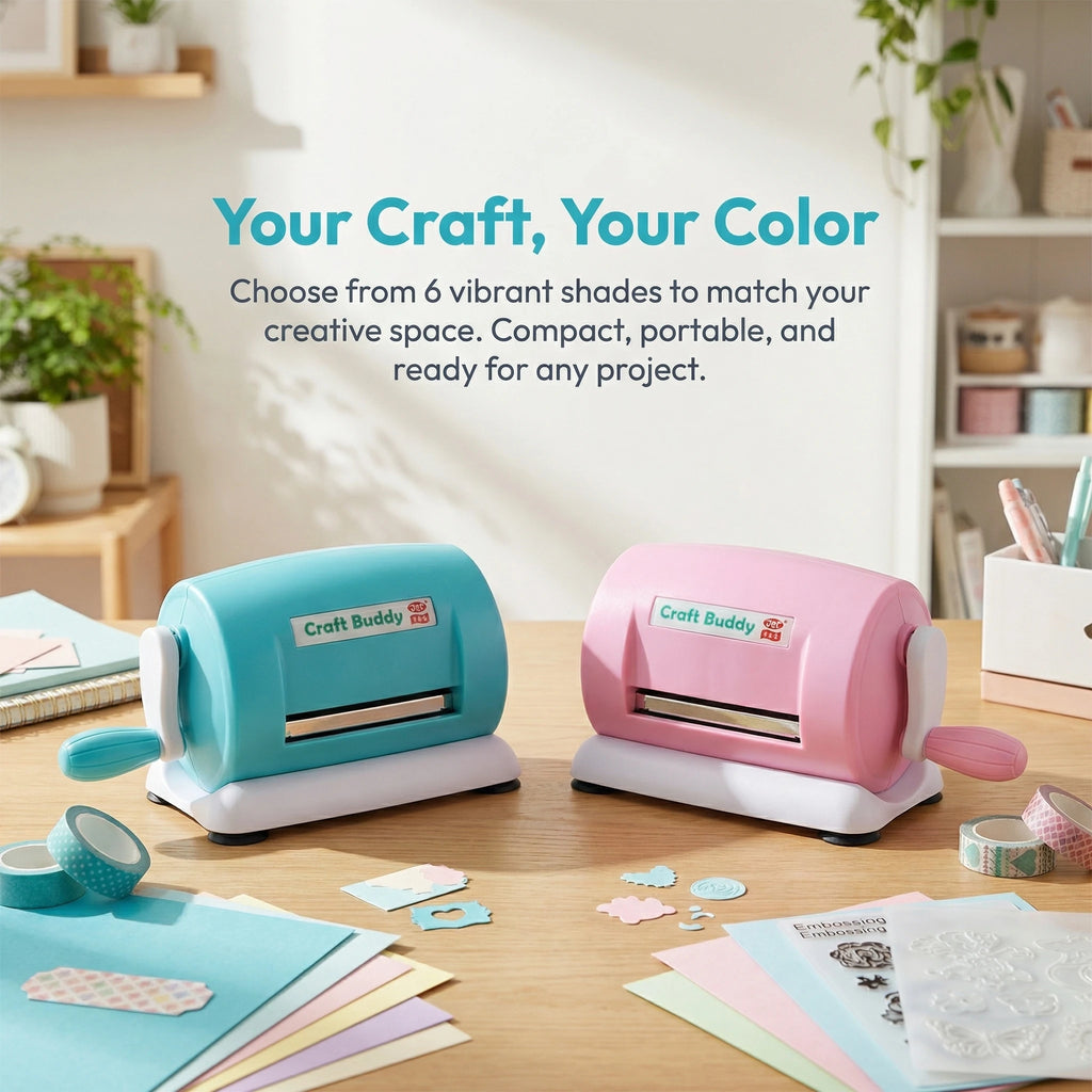 Craft Buddy Manual Die Cutting & Embossing Machine – 2-in-1 Portable Hand Crank Paper Cutter for Scrapbooking, Card Making, DIY