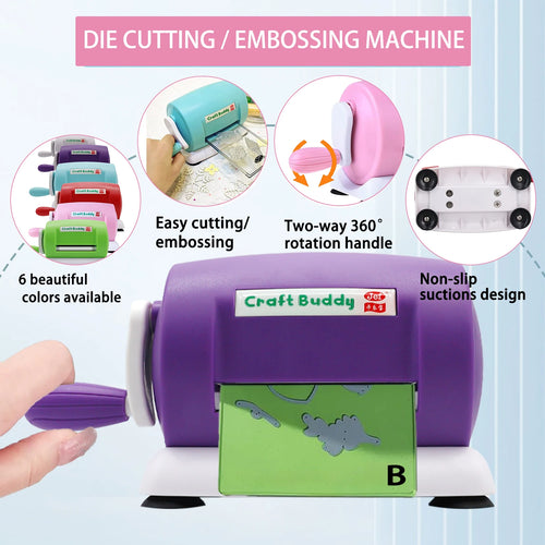 Craft Buddy Manual Die Cutting & Embossing Machine – 2-in-1 Portable Hand Crank Paper Cutter for Scrapbooking, Card Making, DIY
